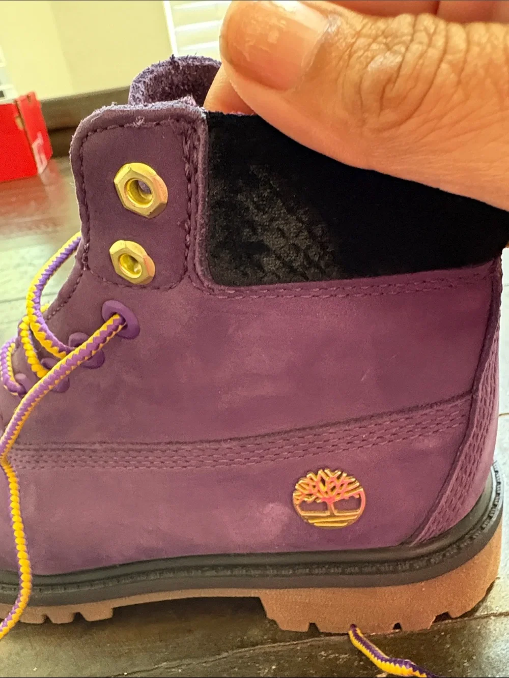 Timberland Kids Purple and Yellow Lace-Up Waterproof Boot